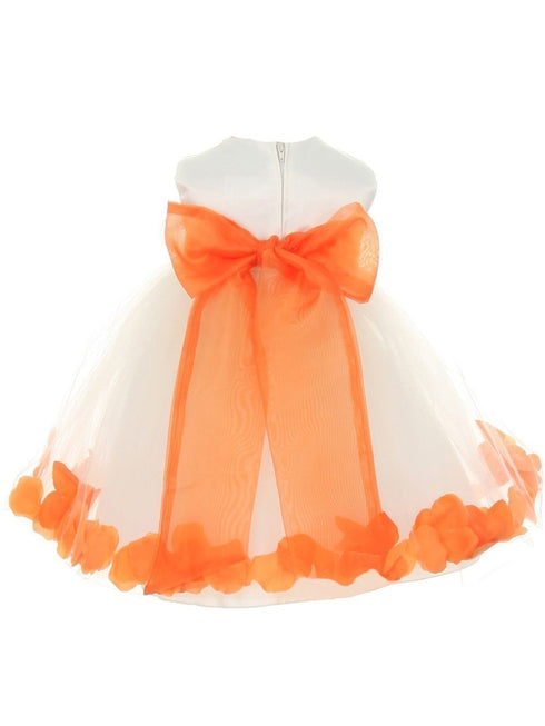 Baby Girls Ivory Multi Color Satin Floating Petals Sash Flower Girl Dress 6-24M - SophiasStyle.com